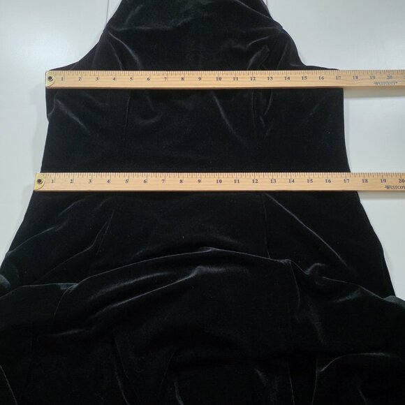 Adrianna Papell Velvet Dress Womens 14 Black Beaded Embellished Collar Stretch - Picture 5 of 16